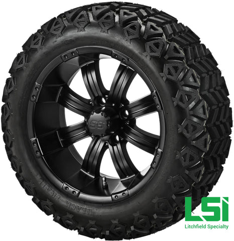 14X7 Matte Black Casino Wheel On 23X10-14 Trail 14 Lifted Assembly