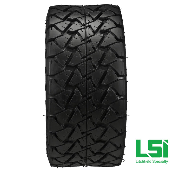 14X7 Matte Black Chaos Wheel On 22X10-14 Trail Fox 14 Lifted Assembly