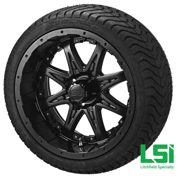 14X7 Matte Black Revenge Wheel W/black Inserts On 215/35-14 Lsi Elite Tire/wheel Assembly