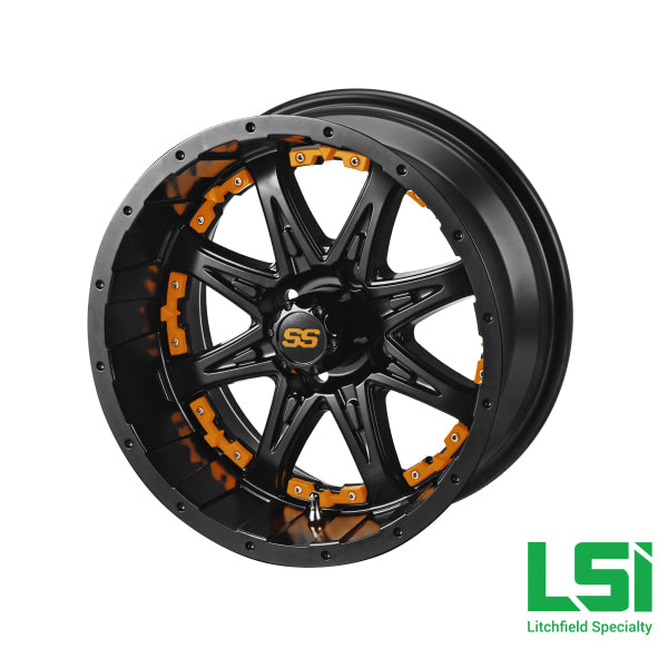 14X7 Matte Black Revenge Wheel W/orange Inserts - 14