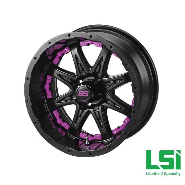 14X7 Matte Black Revenge Wheel W/pink Inserts - 14