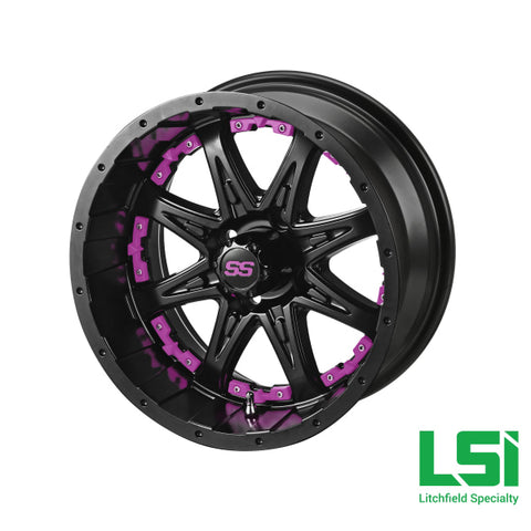 14X7 Matte Black Revenge Wheel W/pink Inserts - 14