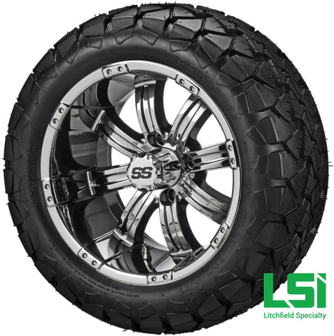 14X7 Mirror Casino Wheel On 22X10-14 Trail Fox 14 Lifted Assembly