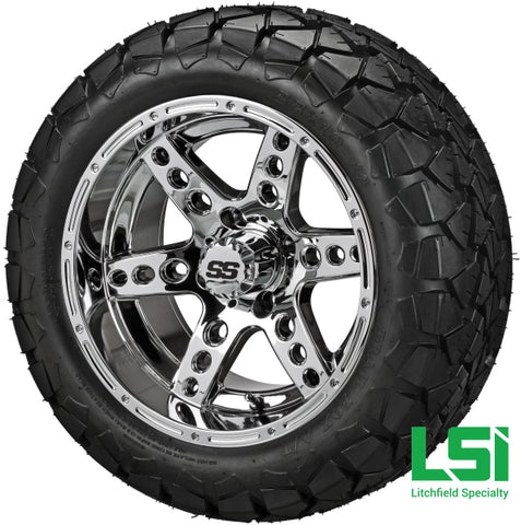 14X7 Mirror Chaos Wheel On 22X10-14 Trail Fox 14 Lifted Assembly