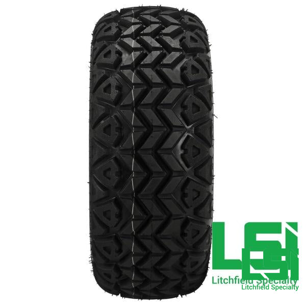 14X7 White & Black Casino Wheel On 23X10-14 Trail 14 Lifted Assembly