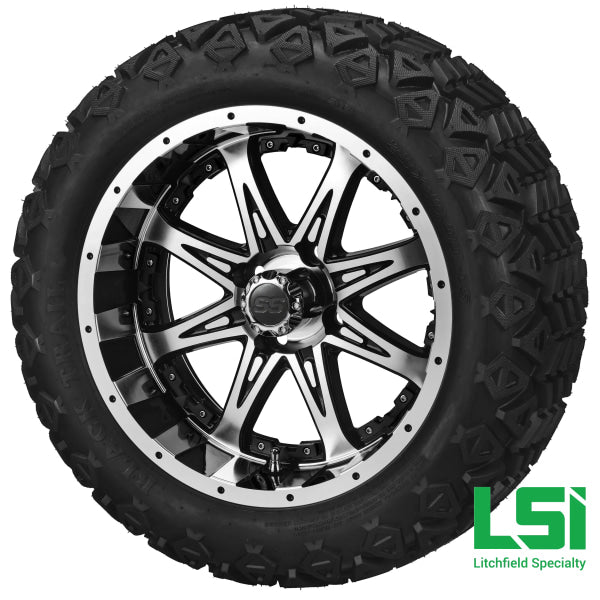15X7 Black & Machined Revenge Wheel W/black Inserts On 23X10-15 Trail Tire/wheel Assembly