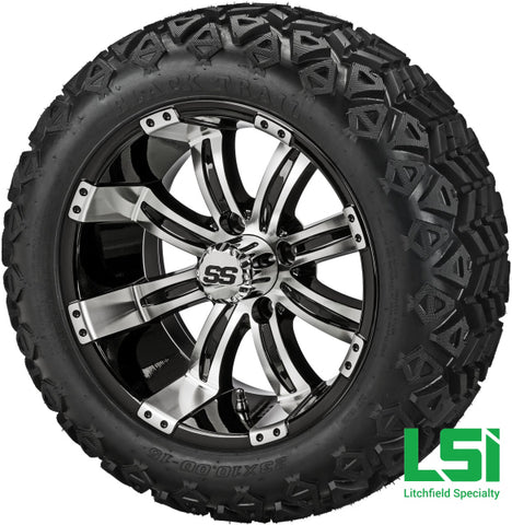 15X7 Machined & Black Casino Wheel On 23X10.00-15 Trail Tire 15 Lifted Assembly