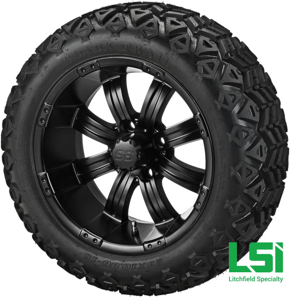15X7 Matte Black Casino Wheel On 23X10.00-15 Trail Tire 15 Lifted Assembly