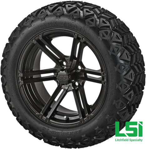 15X7 Matte Black Yukon Wheel On 23X10.00-15 Trail Tire 15 Lifted Assembly