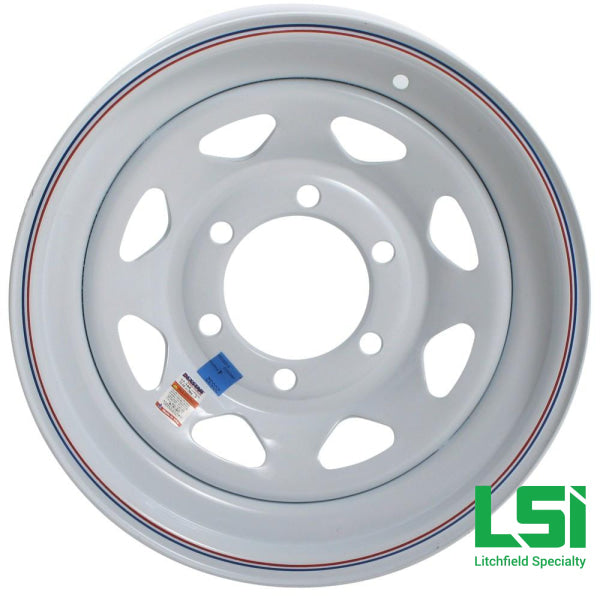 16X6 8On6.5 White Spoked Steel Wheel