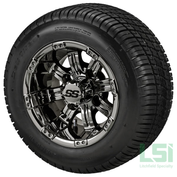 10X7 Black Mirror Casino Wheel On 205/50-10 Deli Tire 10 Low Profile Assembly