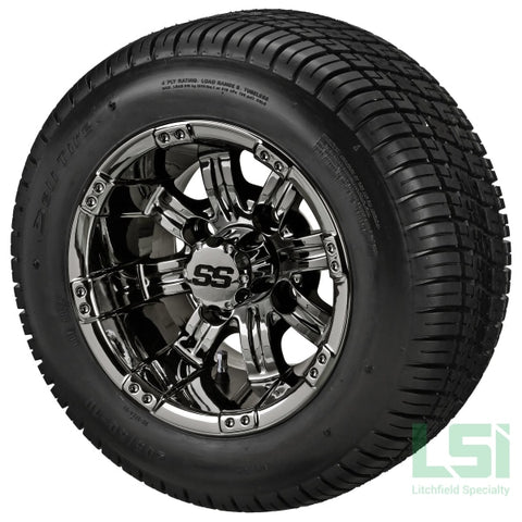 10X7 Black Mirror Casino Wheel On 205/50-10 Deli Tire 10 Low Profile Assembly