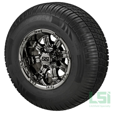 10X7 Black Mirror Casino Wheel On 205/65R10 Deli Radial Tire 10 Lifted Assembly