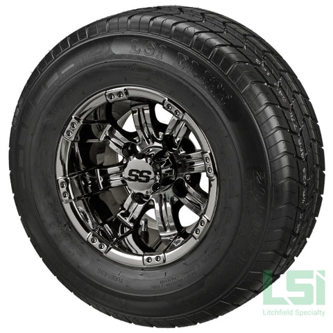 10X7 Black Mirror Casino Wheel On 205/65R10 Lsi Elite Radial Tire 10 Lifted Assembly