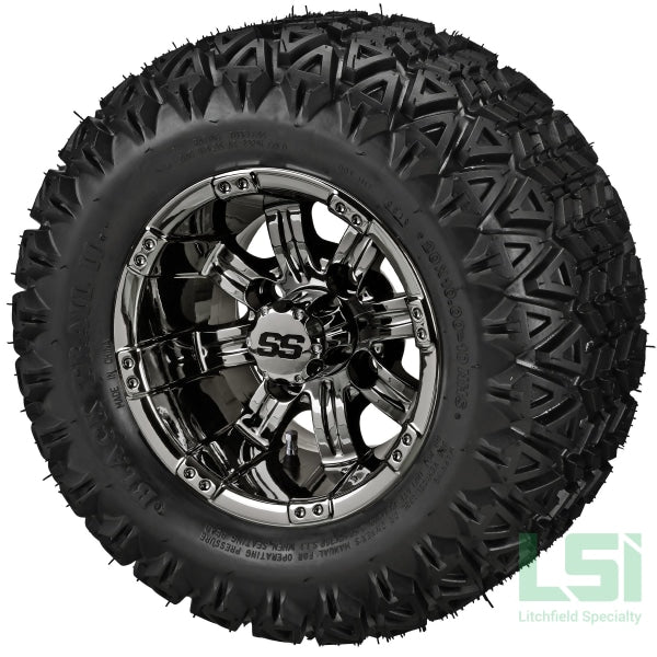 10X7 Black Mirror Casino Wheel On 20X10-10 Trail Tire 10 Lifted Assembly