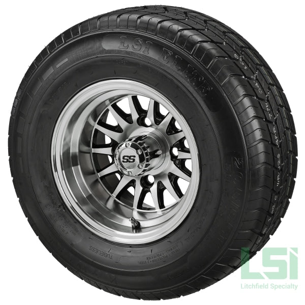 10X7 Black/machined 14-Spoke Wheel On 205/65R10 Lsi Elite Radial Tire 10 Lifted Assembly