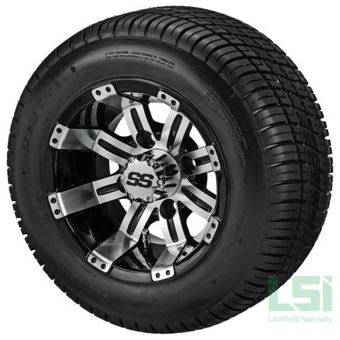 10X7 Black/machined Casino Wheel On 205/50-10 Deli Tire 10 Low Profile Assembly