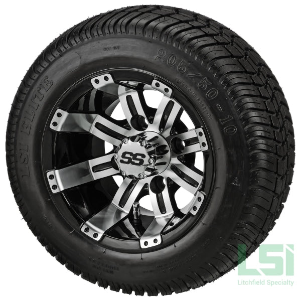 10X7 Black/machined Casino Wheel On 205/50-10 Lsi Elite Tire 10 Low Profile Assembly