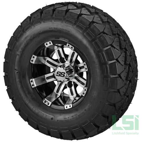 10X7 Black/machined Casino Wheel On 22X10-10 Trail Fox A/t Tire 10 Lifted Assembly