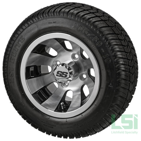 10X7 Black/machined Gunslinger Wheel On 205/50-10 Lsi Elite Tire 10 Low Profile Assembly