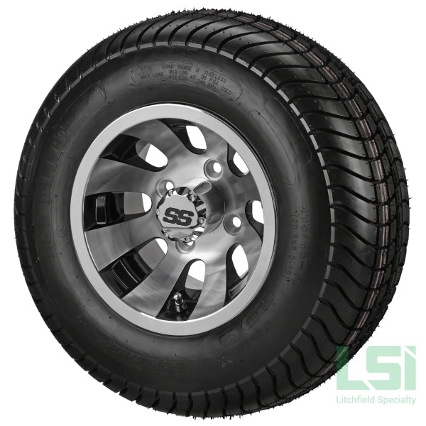 10X7 Black/machined Gunslinger Wheel On 205/65-10 Lsi Elite Tire 10 Lifted Assembly