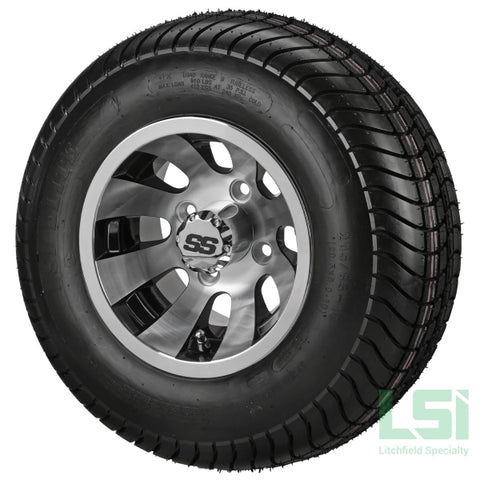 10X7 Black/machined Gunslinger Wheel On 205/65-10 Lsi Elite Tire 10 Lifted Assembly