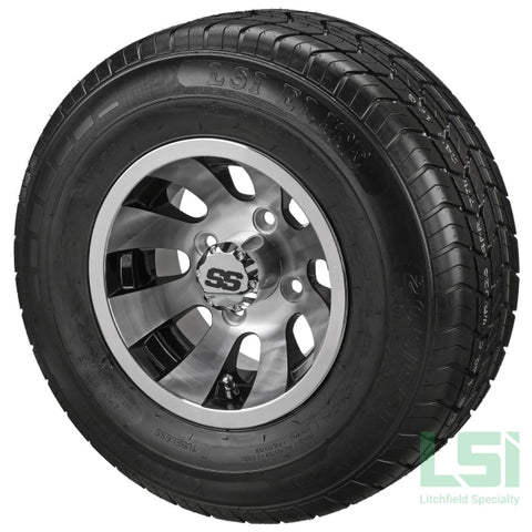 10X7 Black/machined Gunslinger Wheel On 205/65R10 Lsi Elite Radial Tire 10 Lifted Assembly