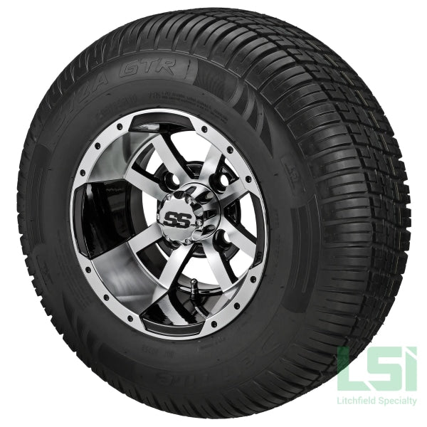 10X7 Black/machined Maltese Cross Wheel On 205/65R10 Deli Radial Tire 10 Lifted Assembly