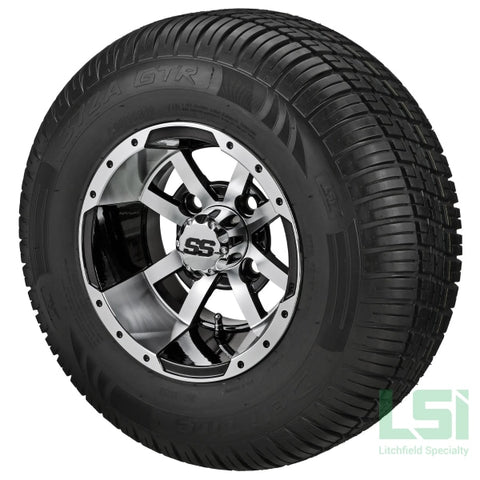 10X7 Black/machined Maltese Cross Wheel On 205/65R10 Deli Radial Tire 10 Lifted Assembly