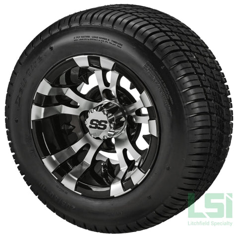 10X7 Black/machined Warlock Wheel On 205/50-10 Deli Tire 10 Low Profile Assembly