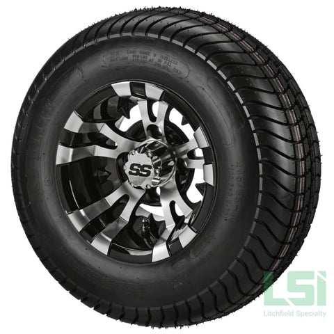 10X7 Black/machined Warlock Wheel On 205/65-10 Lsi Elite Tire 10 Lifted Assembly