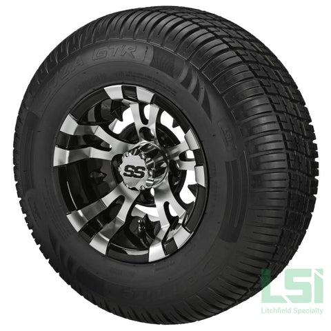 10X7 Black/machined Warlock Wheel On 205/65R10 Deli Radial Tire 10 Lifted Assembly