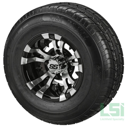 10X7 Black/machined Warlock Wheel On 205/65R10 Lsi Elite Radial Tire 10 Lifted Assembly