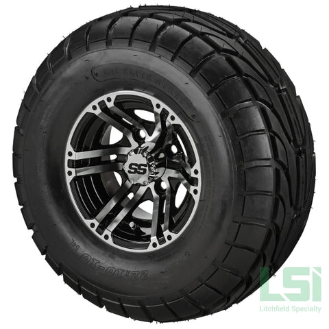10X7 Black/machined Yukon Wheel On 22X10-10 Lsi Elite Street Tire 10 Lifted Assembly