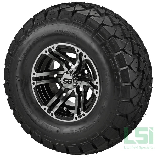 10X7 Black/machined Yukon Wheel On 22X10-10 Trail Fox A/t Tire 10 Lifted Assembly