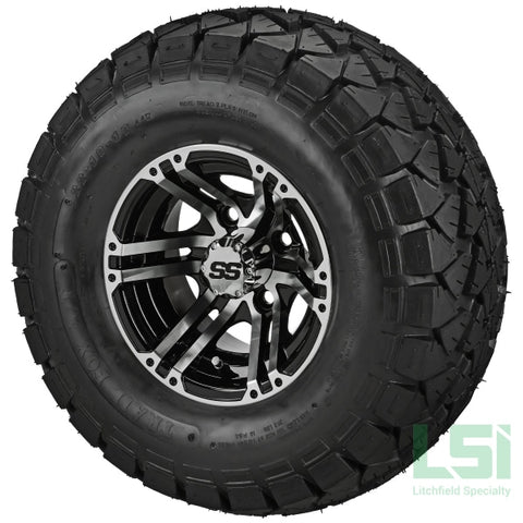 10X7 Black/machined Yukon Wheel On 22X10-10 Trail Fox A/t Tire 10 Lifted Assembly