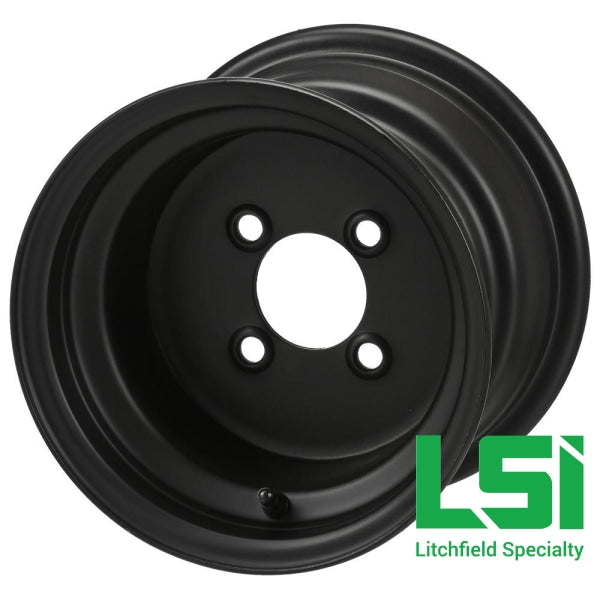 10X7 Flat Black Steel Golf Cart Wheel -10