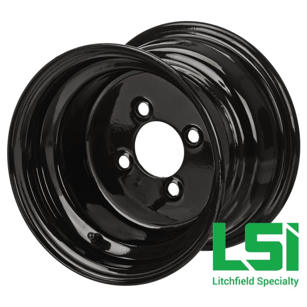 10X7 Glossy Black Steel Golf Cart Wheel -10