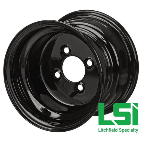 10X7 Glossy Black Steel Golf Cart Wheel -10