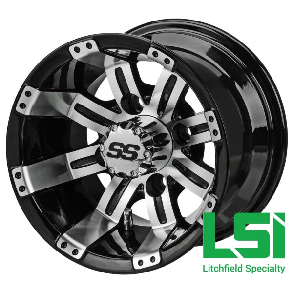 10X7 Machined/black Casino Golf Cart Wheel -10