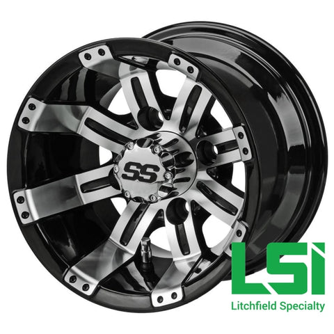 10X7 Machined/black Casino Golf Cart Wheel -10