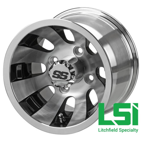 10X7 Machined/black Gunslinger Golf Cart Wheel -10