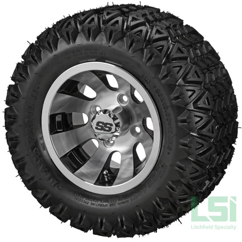 10X7 Machined/black Gunslinger Wheel On 20X10-10 Black Trail Tire 10 Lifted Assembly