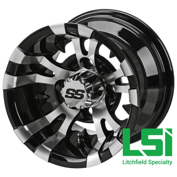 10X7 Machined/black Warlock Golf Cart Wheel -10