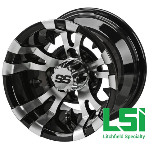 10X7 Machined/black Warlock Golf Cart Wheel -10