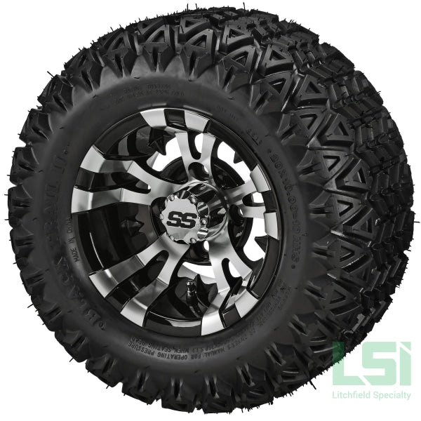 10X7 Machined/black Warlock Wheel On 20X10-10 Black Trail Tire 10 Lifted Assembly