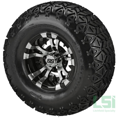 10X7 Machined/black Warlock Wheel On 22X11-10 Black Trail Tire 10 Lifted Assembly