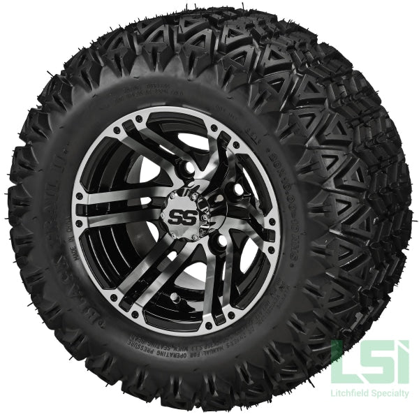 10X7 Machined/black Yukon Wheel On 20X10-10 Black Trail Tire 10 Lifted Assembly