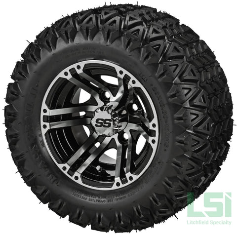 10X7 Machined/black Yukon Wheel On 20X10-10 Black Trail Tire 10 Lifted Assembly