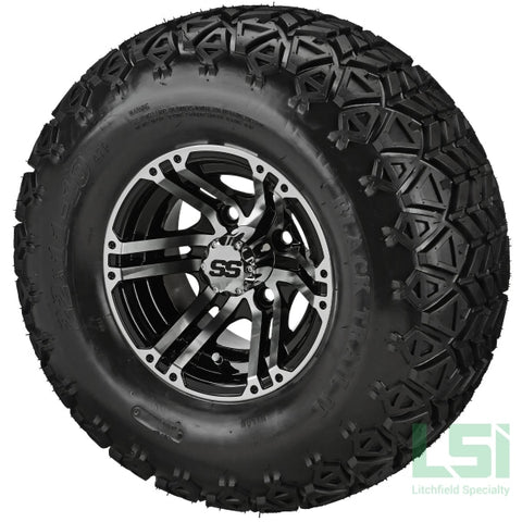 10X7 Machined/black Yukon Wheel On 22X11-10 Black Trail Tire 10 Lifted Assembly
